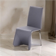 Fully Leatherette Upholstered Metal Frame Dining Chair- Set of 2- Gray