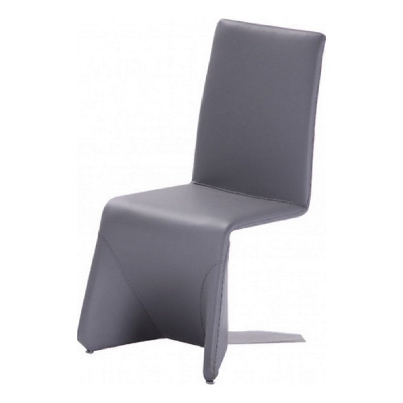 Fully Leatherette Upholstered Metal Frame Dining Chair- Set of 2- Gray
