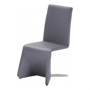 Fully Leatherette Upholstered Metal Frame Dining Chair- Set of 2- Gray
