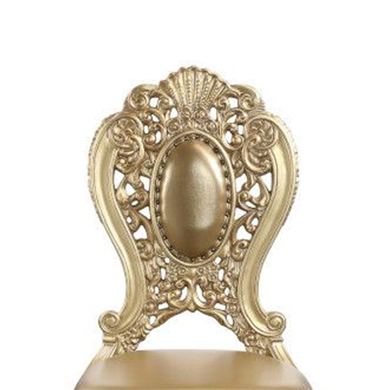 Side Chair with Scroll Crown Back and Ornate Motifs- Set of 2- Gold
