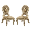 Side Chair with Scroll Crown Back and Ornate Motifs- Set of 2- Gold