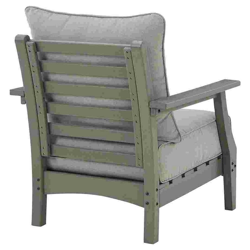Outdoor Lounge Chair with Slatted Design and Cushions- Set of 2- Gray