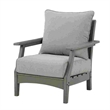 Outdoor Lounge Chair with Slatted Design and Cushions- Set of 2- Gray
