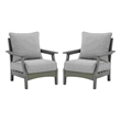 Outdoor Lounge Chair with Slatted Design and Cushions- Set of 2- Gray