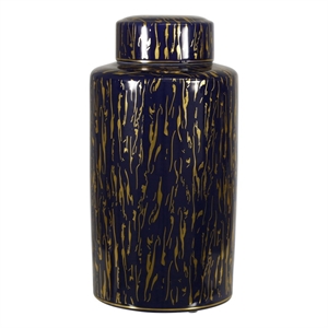 Jar with Lid Closure and Abstract Line Pattern- Gold