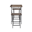 3 Piece Foldable Wood and Metal Dining Set with X Frame Leg-Brown and Black