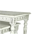 Elegantly Engraved Wooden Frame Nesting Table- Set of 2- Antique White