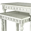 Elegantly Engraved Wooden Frame Nesting Table- Set of 2- Antique White
