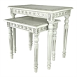 Elegantly Engraved Wooden Frame Nesting Table- Set of 2- Antique White