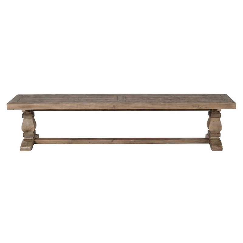 Rectangular Reclaimed Wood Bench with Trestle Base- Weathered Brown