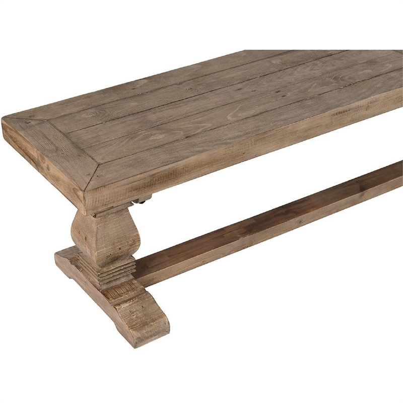 Rectangular Reclaimed Wood Bench with Trestle Base- Weathered Brown