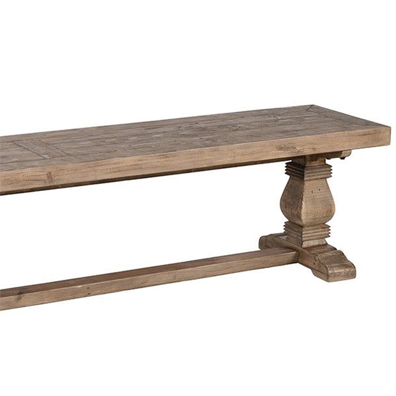 Rectangular Reclaimed Wood Bench with Trestle Base- Weathered Brown