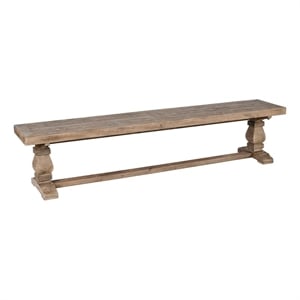 Rectangular Reclaimed Wood Bench with Trestle Base- Weathered Brown