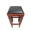 Faux Leather Upholstered Wooden Backless Barstool- Oak Brown