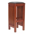 Faux Leather Upholstered Wooden Backless Barstool- Oak Brown