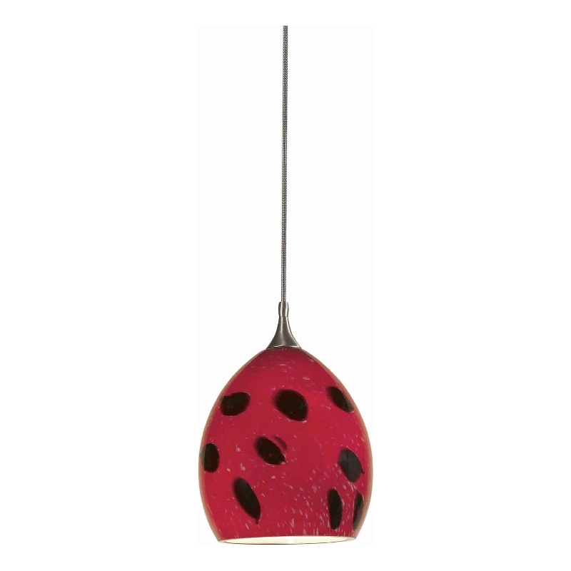 Dome Shaped Glass Shade Pendant Lighting with Cord- Red and Black