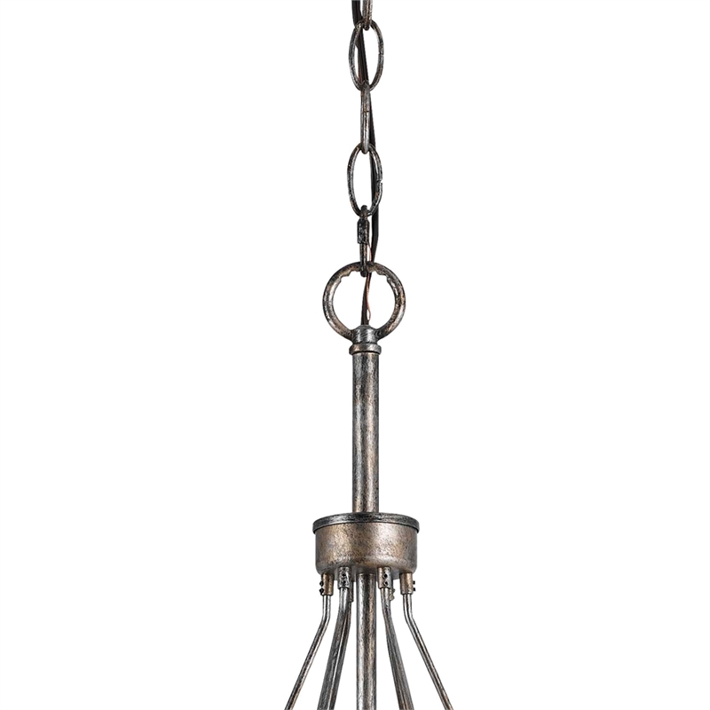 3 Bulb Pendent with Round Burlap Shade and Metal Frame- Beige