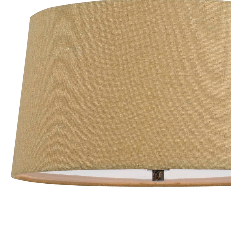3 Bulb Pendent with Round Burlap Shade and Metal Frame- Beige