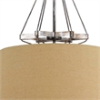3 Bulb Pendent with Round Burlap Shade and Metal Frame- Beige