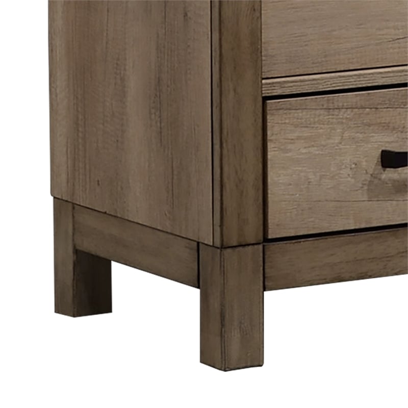 3 Drawer Wooden TV Stand with 2 Cabinets and Open Compartment- Light Brown