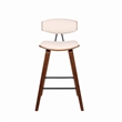 Mid Century Top Padded Back Counter Barstool- Cream