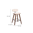 Mid Century Top Padded Back Counter Barstool- Cream