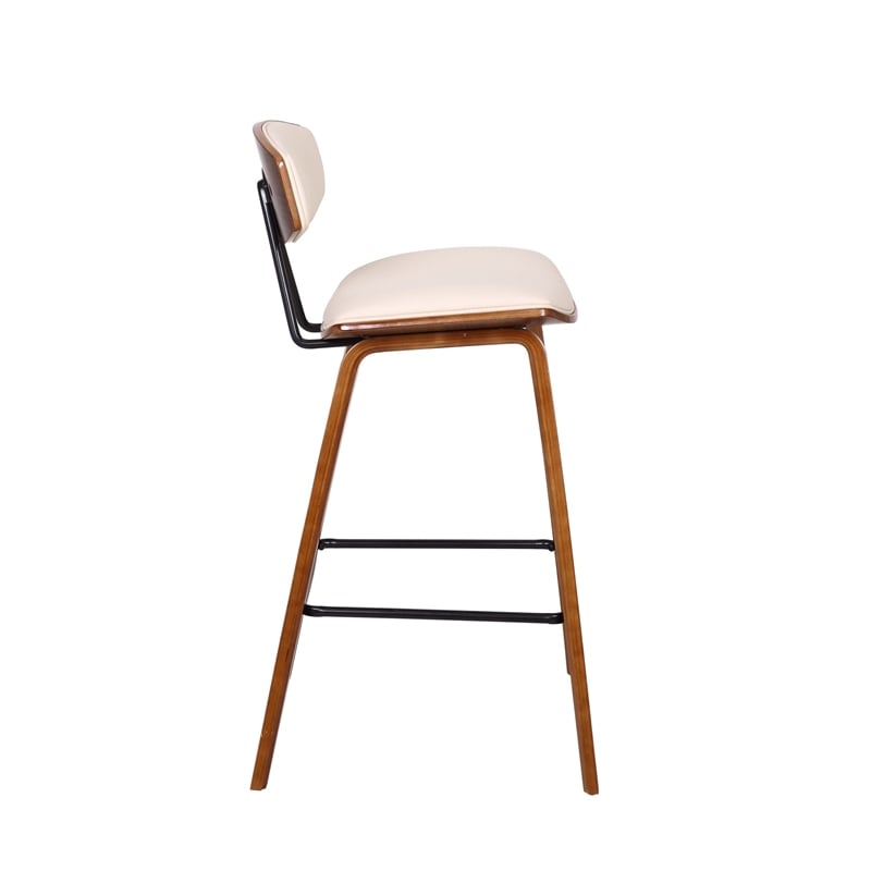 Mid Century Top Padded Back Counter Barstool- Cream
