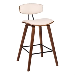 Mid Century Top Padded Back Counter Barstool- Cream