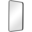 38 Inches Rectangular Metal Wall Mirror with Curved Corners- Black