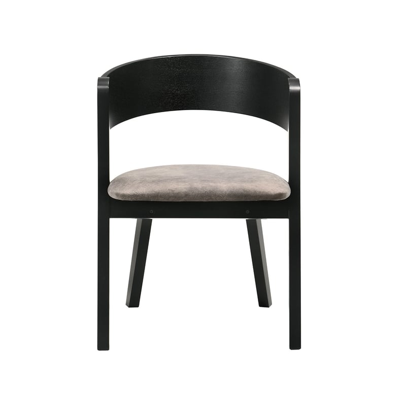 Mid Century Modern Round Back Wood Dining Chair- Set of 2- Black and Brown