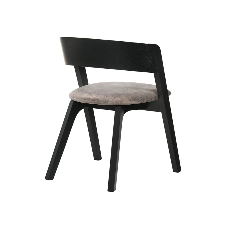 Mid Century Modern Round Back Wood Dining Chair- Set of 2- Black and Brown