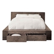 Transitional Style Wooden California King Size Bed with 2 Drawers- Brown
