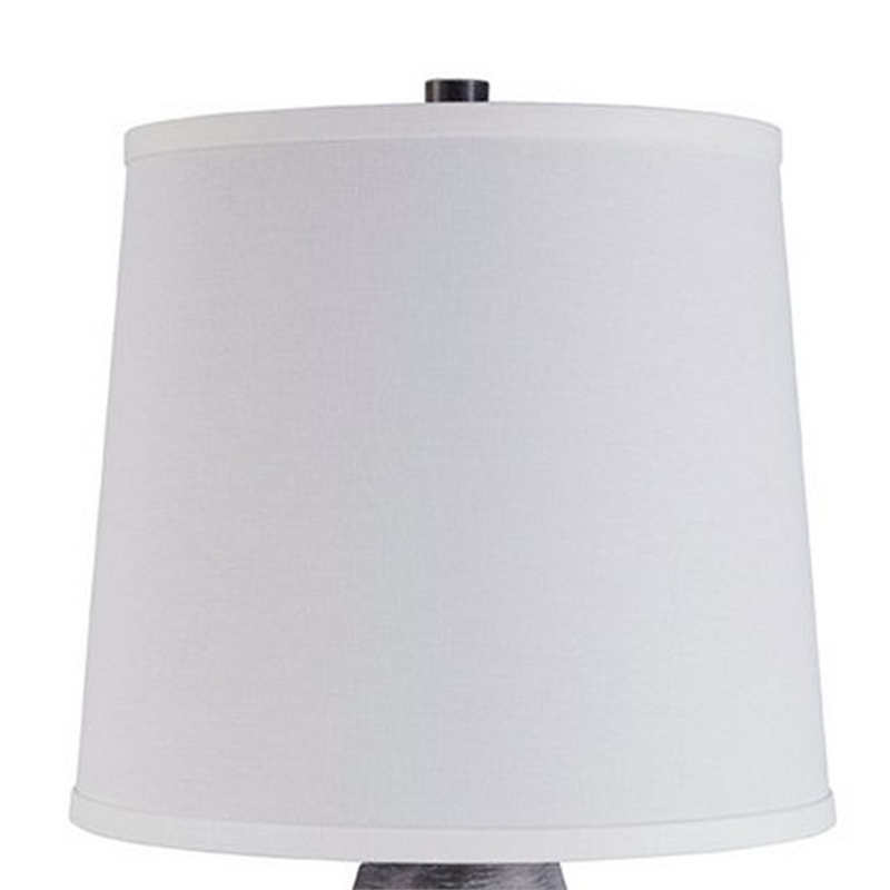 Vase Shape Resin Table Lamp with Fabric Shade- Set of 2- Gray and White