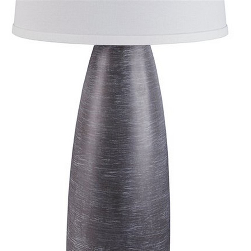 Vase Shape Resin Table Lamp with Fabric Shade- Set of 2- Gray and White