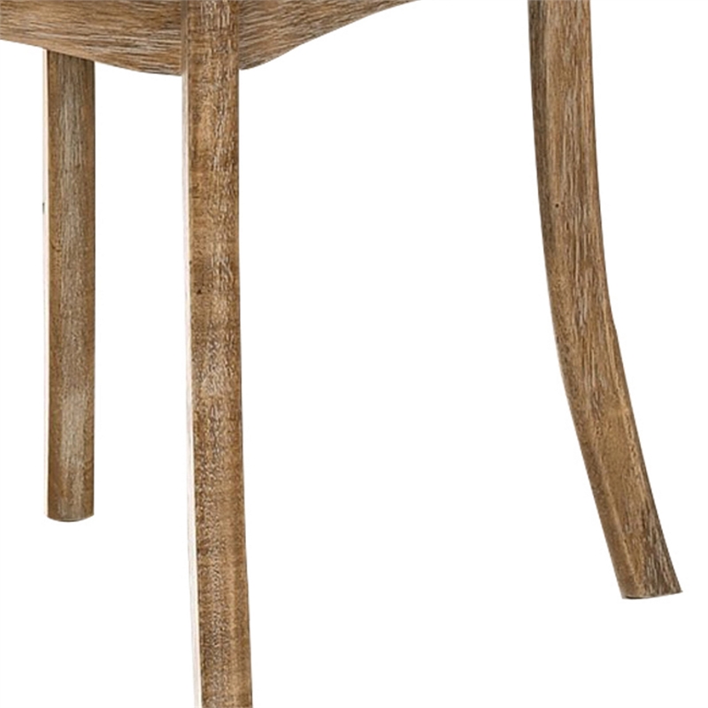 Wood and Metal Side Chair with X Open Back- Set of 2- Rustic Brown and Black