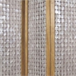 3 Panel Wooden Screen with Pearl Motif Accent- Brown and Silver