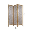 3 Panel Wooden Screen with Pearl Motif Accent- Brown and Silver