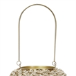 Cylindrical Rattan Lantern with Metal Frame and Handle-Large-Brown and Gold