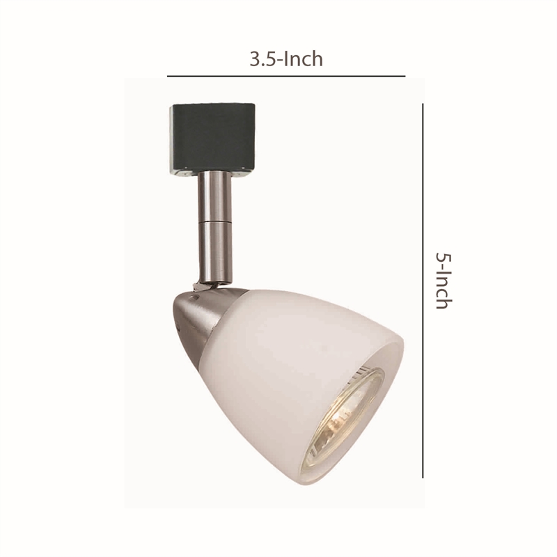 Metal Track Light with Interchangeable Round Glass Shade- Silver and White