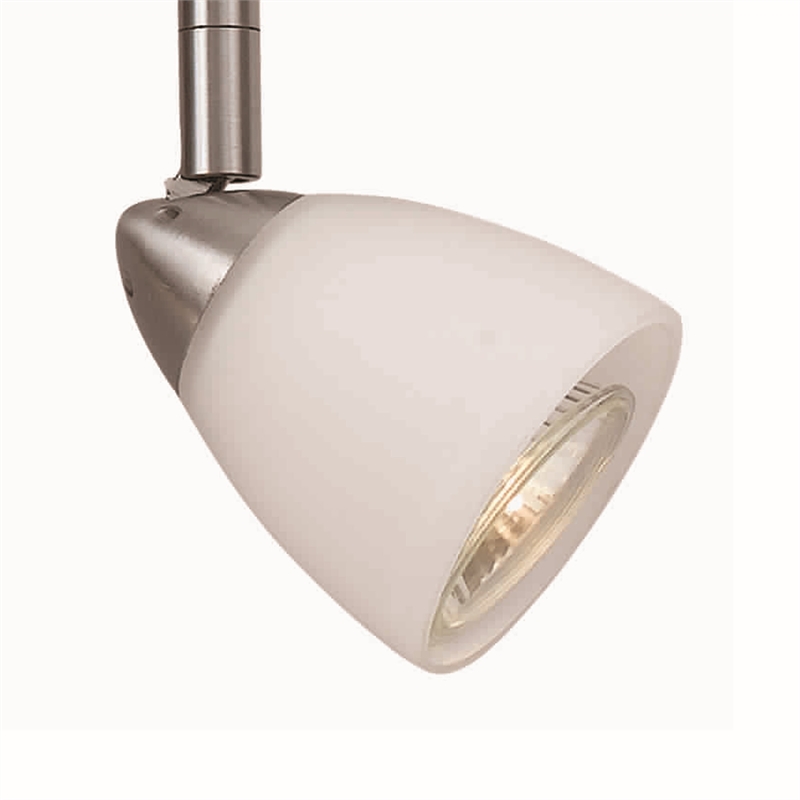 Metal Track Light with Interchangeable Round Glass Shade- Silver and White