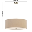 60W x 3 Drum Shade Pendant Fixture- Beige and Silver