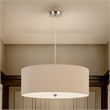 60W x 3 Drum Shade Pendant Fixture- Beige and Silver