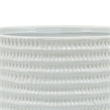 Ceramic Planter with Textured Pattern and Wooden Stand- White