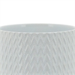 Ceramic Planter with Chevron Pattern and Wooden Stand- Small- White