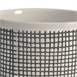 Ceramic Planter with Mesh Design and Saucer- Gray