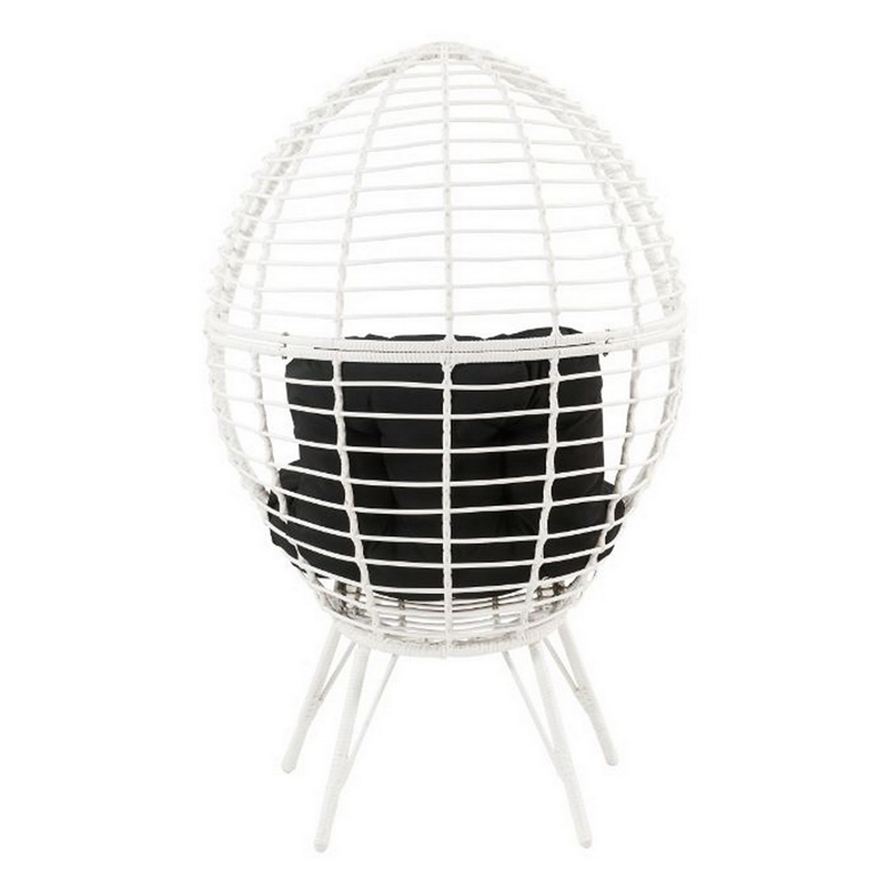 Wicker Patio Lounge Chair with Angled Metal Legs- White