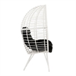 Wicker Patio Lounge Chair with Angled Metal Legs- White