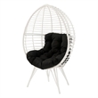 Wicker Patio Lounge Chair with Angled Metal Legs- White