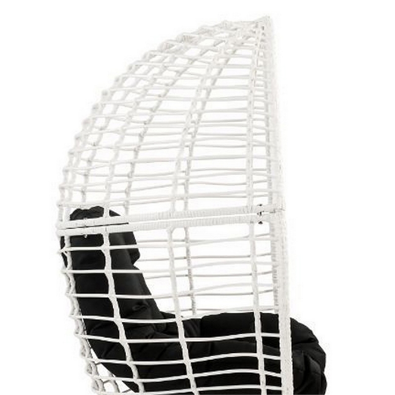 Wicker Patio Lounge Chair with Angled Metal Legs- White
