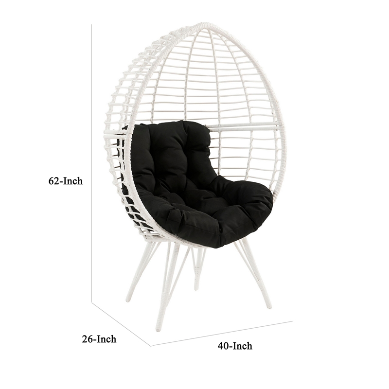 Wicker Patio Lounge Chair with Angled Metal Legs- White